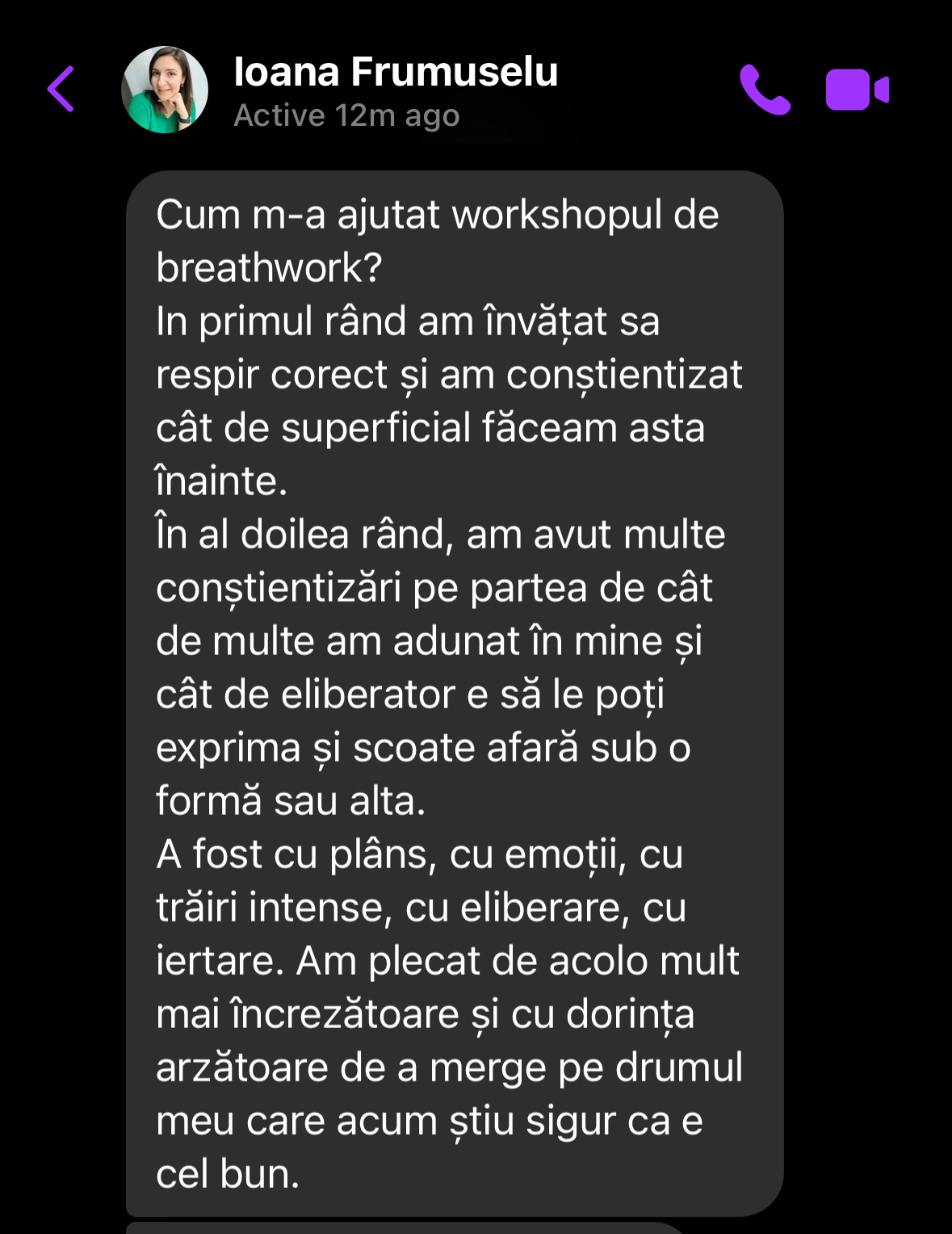 Captura originală a experienței Ioanei